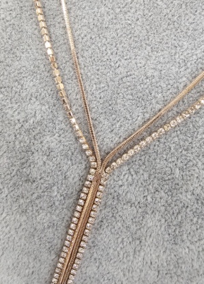 Double Chain Drop Diamante Necklace